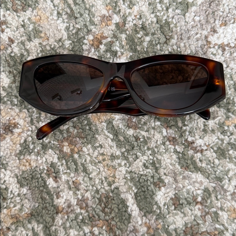 Celine Triomphe 55MM Geometric Havana Brown Sunglasses - Picture 4 of 7